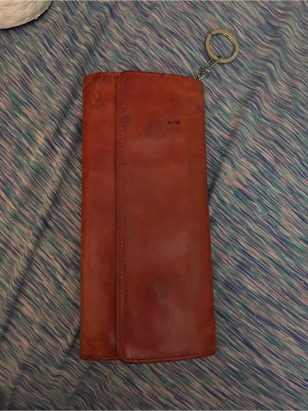 HOBO Red Leather Long Wallet with Key Ring